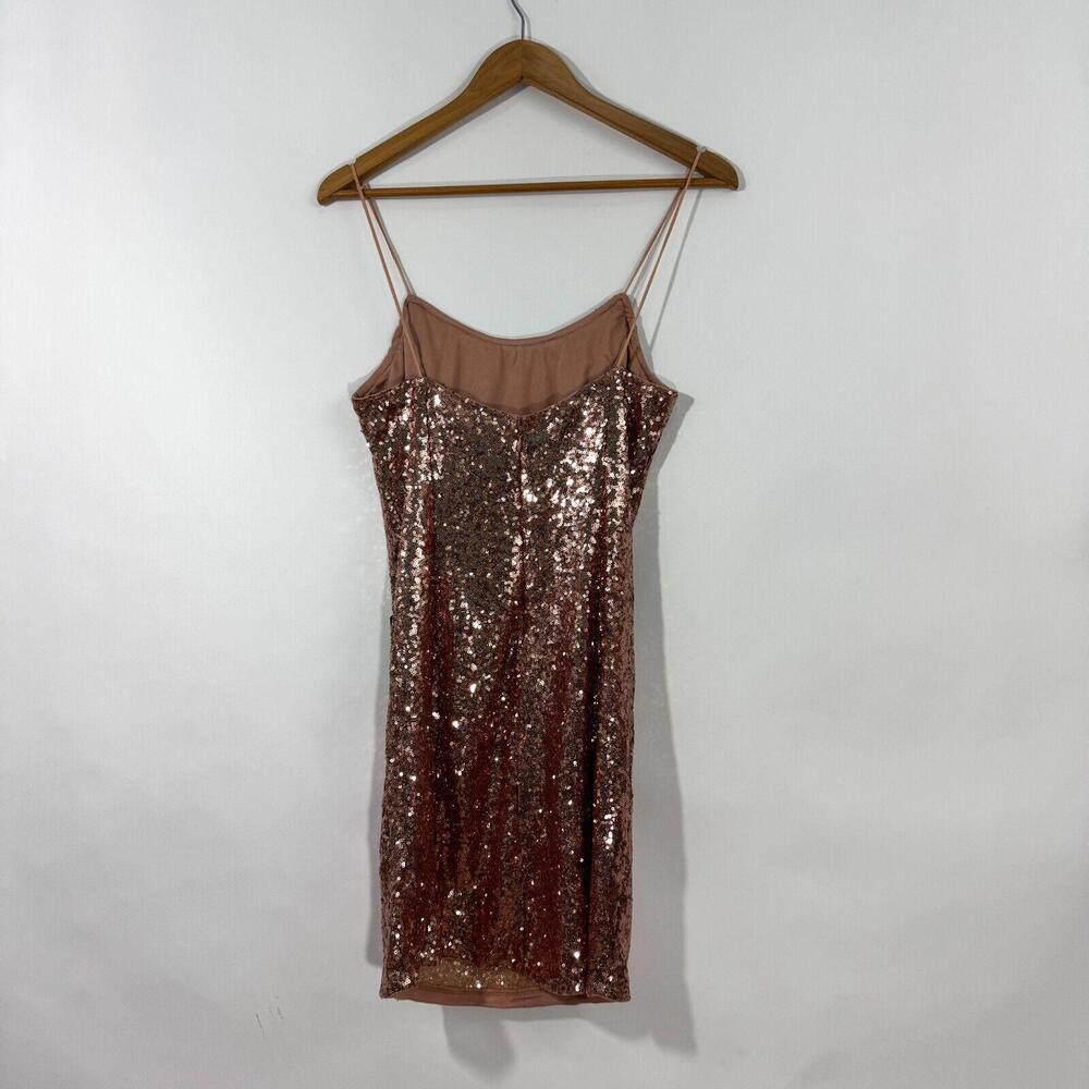 Lulus Women’s Size Large Rose Gold Bring It Sequin Bodycon Mini Dress New - Picture 7 of 9